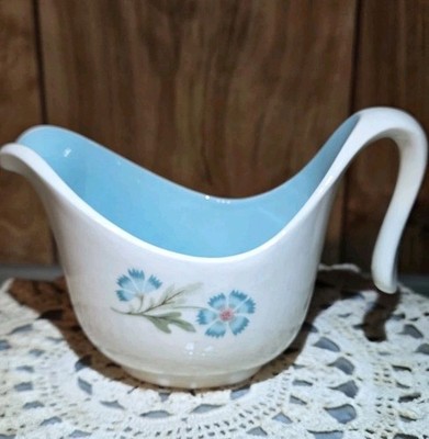 Vintage MCM Cream Sauce Gravy Boat Turquoise Blue & Cream Smith & Taylor