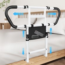 Bed Rails for Elderly Adults Safety: Adjustable Bedside Assist Rails with Sto...
