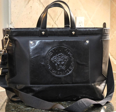 Young Versace Large Top Handles Crossbody Black Tote Bag ***FLAWS READ
