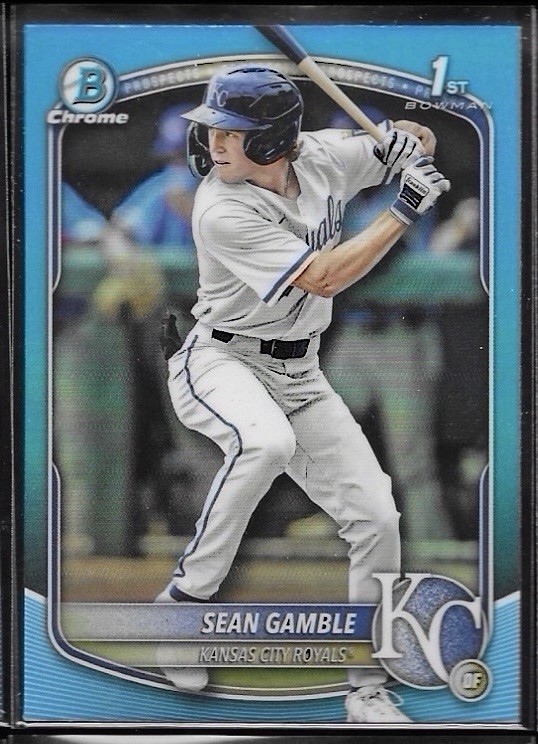 2025 Bowman Draft Sean Gamble Chrome Sky Blue Refractor 1st #BDC-178 Royals