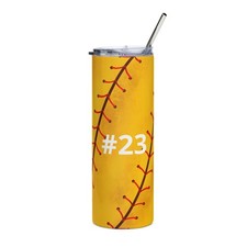 Personalized Softball Stainless Steel Skinny Tumbler