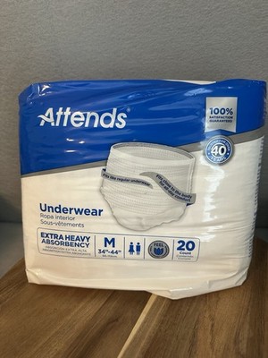 Attends Disposable Underwear Medium. Latex Free/ Odor Shield - 20 CT (2 Pack)
