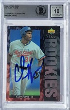 Cliff Floyd Signed Expos 1994 Upper Deck #12 Rookie Card Beckett Graded AUTO 10