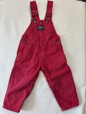 Vintage OshKosh B Gosh Vestbak Red Denim Overalls USA Toddler 2T 90s Kids