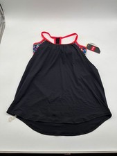 TYR Womens XS Tankini Top Black Multi 2N1 Built In Bra UPF 50 