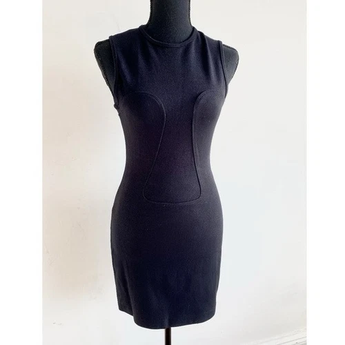 Abito body nero senza maniche T by Alexander Wang taglia M dettagli a costine