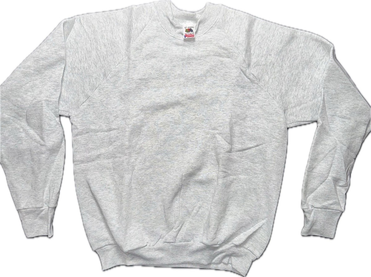 Vintage NOS 90's Large Fruit Of the Loom Ash Gray Blank Raglan