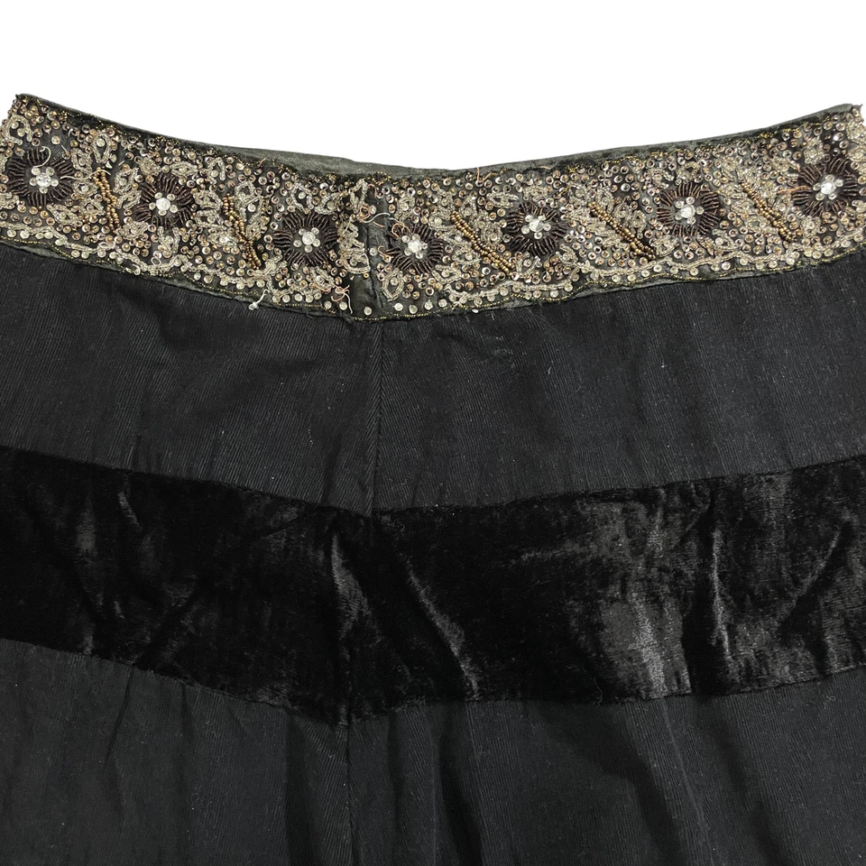 Falda boho Kas Designs grande negra de terciopelo y pana con cuentas (cuentas sueltas) Foto 2 de 4