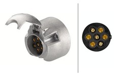 HELLA 7-Polige ANHÄNGER-STECKDOSE EINSATZ HERAUSNEHMBAR ALUMINIUM 6V-24V