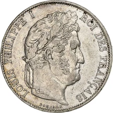 [#1115885] FRANCE, Louis-Philippe, 5 Francs, 1844, Lille, KM #749.13, EF, Silver