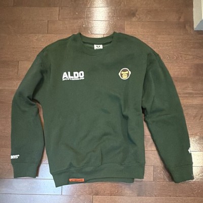 AAPE BY A BATHING APE Men's Green Crewneck Sweatshirt M Fleece Cotton Logo