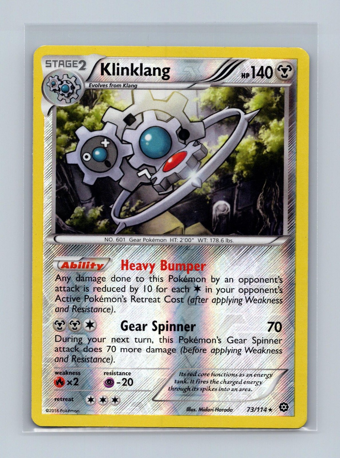 Klinklang 73/114 Holo Rare Steam Siege Pokemon Reverse Holo Lightly Played