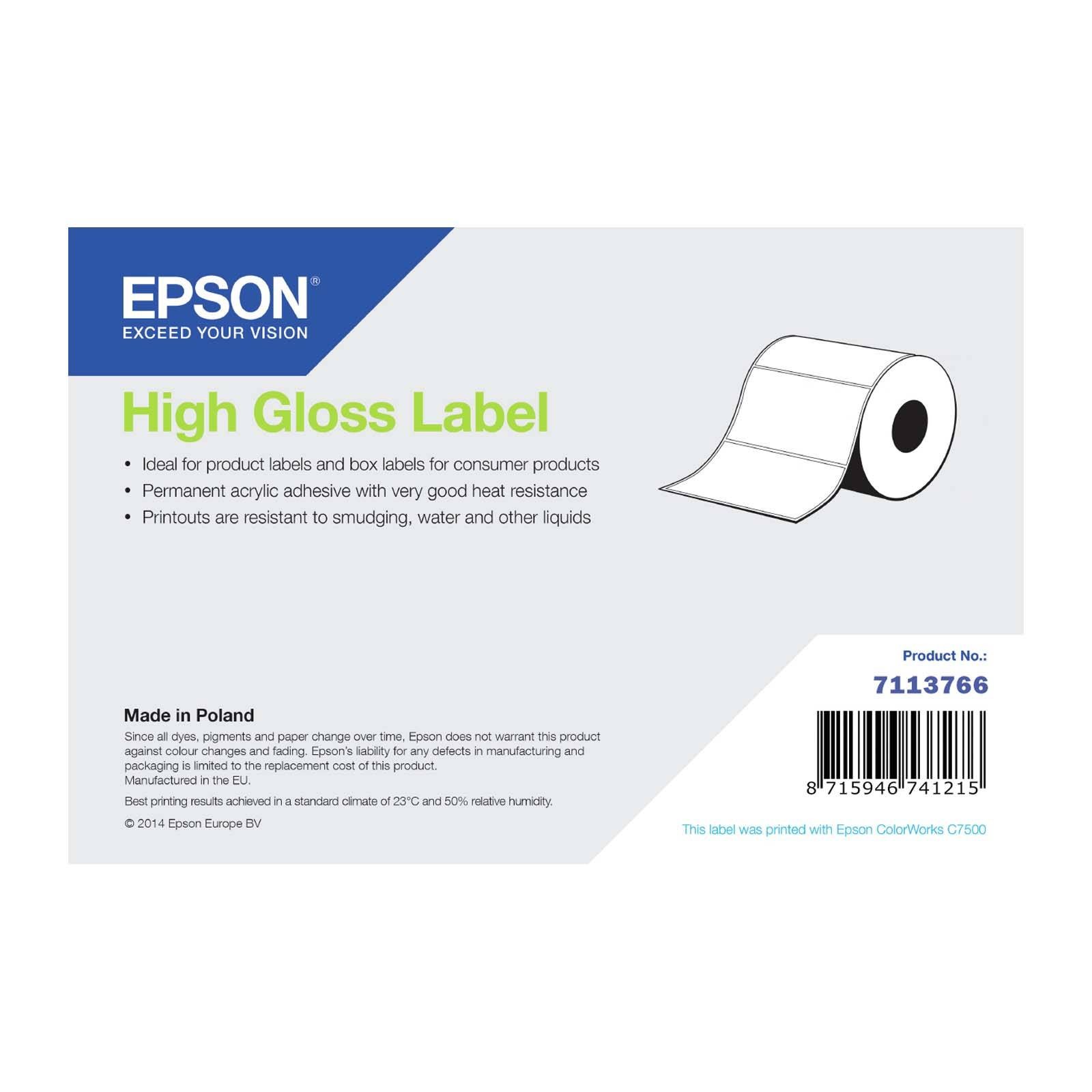 Original Epson High Gloss 102mm x 60m Continuous Label Roll (7113766)