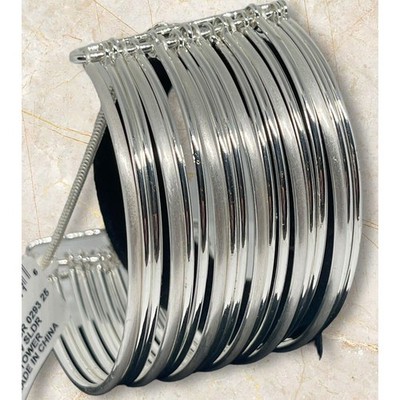 Silver Tone Bracelet Multi Row Bolo Cuff Style Chic Fashion Trendy Elegant NWT