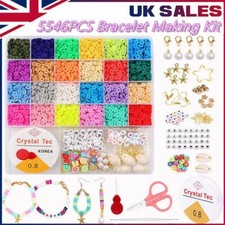 Bracelet Craft Make Own Beads Jewellery Making Set Box Kit For Kids DIY Gifts UK