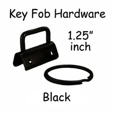 50 Key Fob Hardware w/ Key Rings Sets - 1.25" 32 mm Black  Instruc.
