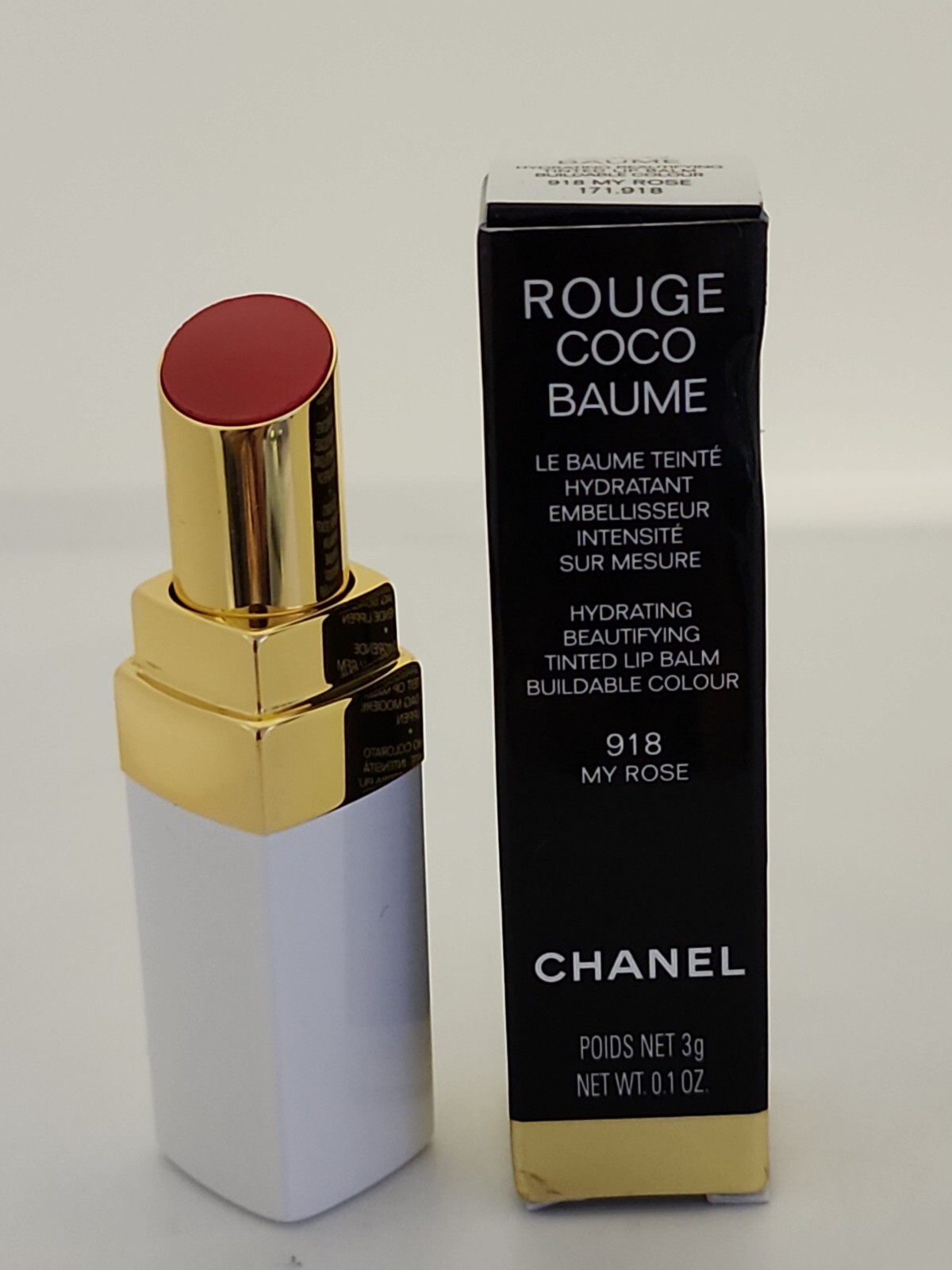 Chanel Rouge Coco Baume Hydrating Beautifying Tinted Lip Balm #918 My Rose  | eBay