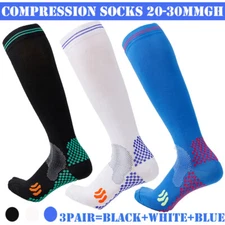 3 Pairs Compression Socks For Men Women 20 30 Mmhg Medical Support Running Nurse