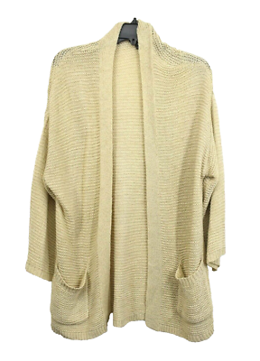Cotton Emporium Womens Open Weave Knit Cardigan Long Sleeves Front Patch  $62 XS
