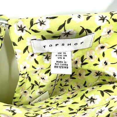Topshop Lime Green Floral Dropped Waist Midi Dress Sz. 6 | eBay