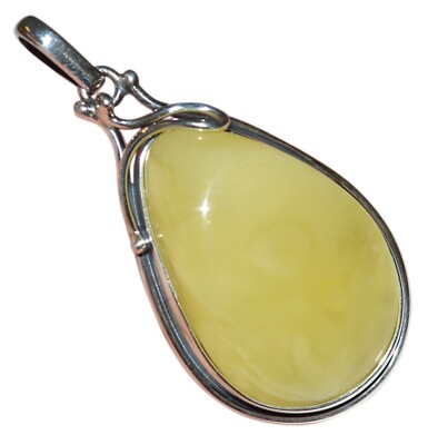 16,2 g echt Baltischer Eigelb Bernstein Silber Anhänger Schmuck (mila) JY3650
