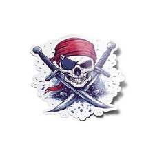 Pack x5 AUFKLEBER STICKER Vinyl Pirat Totenkopf Bandana Säbel 8cm