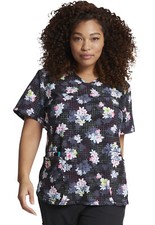 Light Bright Blooms Dickies Scrubs Dynamix V Neck Top DK731 LBBM