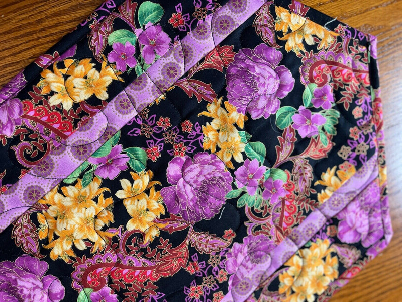 Handcrafted - Quilted Table Runner -2025 - Floral Bounty-Colorful Flower Display