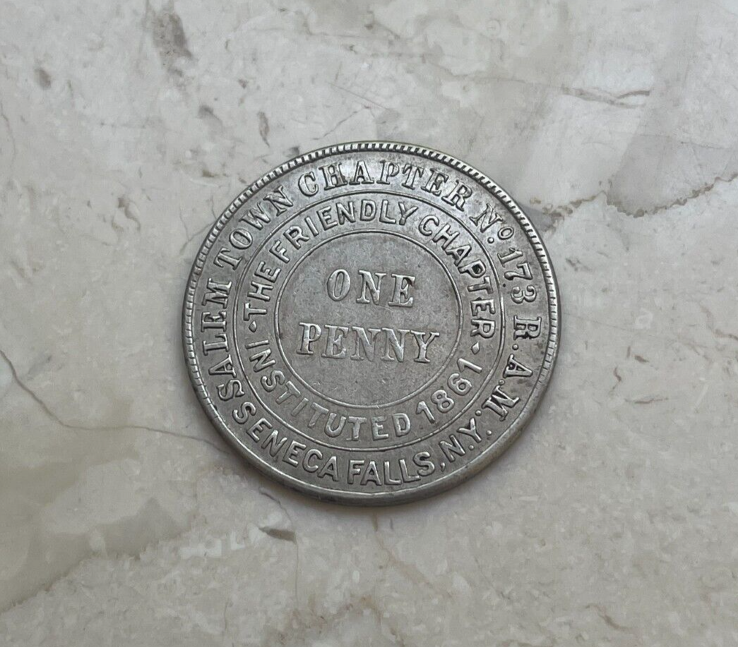Seneca Falls New York NY Salem Town Chapter No 173 Mason Masonic Penny