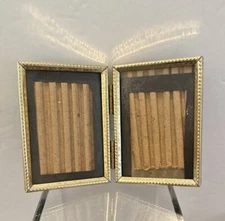 Bi-fold Gold Tone Picture Frame Metal Double Hinged  Holds 2.5” x 3” EUC