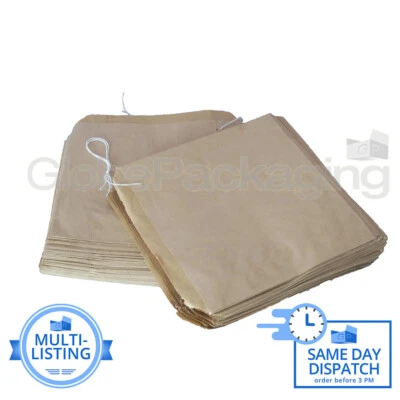 GLOBE BRAUNE KRAFTPAPIER FLACHE TASCHEN OBST SÜSSIGKEITEN SCHMUCK TASCHEN *ALLE GRÖSSEN / MENGE*