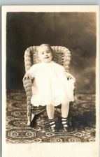 Vintage Photo RPPC Postcard Infant Portrait Name on Back Divided Back UNUSED