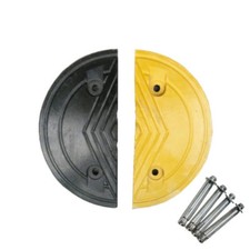 Set of Rubber Speed Hump Ends Round Edge Road Humps Edges Yellow & Black w/Bolts