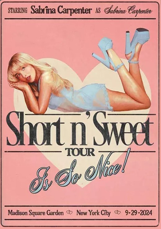 Sabrina Carpenter Short N Sweet Tour 2024 Custom Kia Center Poster