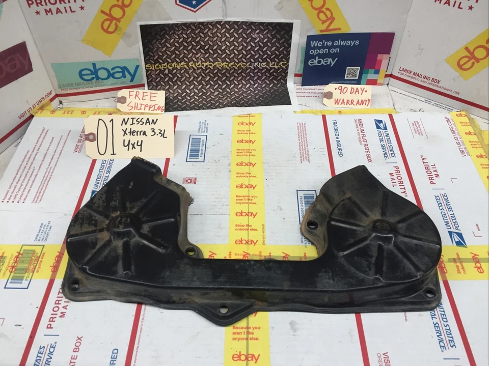 00-04 NISSAN XTERRA 3.3L ENGINE FRONT UPPER METAL COVER CAMSHAFT GEAR CAM GUARD  - Image 2 of 4