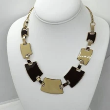 Charming Charlie Brown And Cream Enamel Collar Necklace