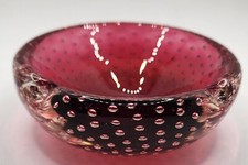 Seguso Bullicante Controlled Cranberry Glass Ashtray