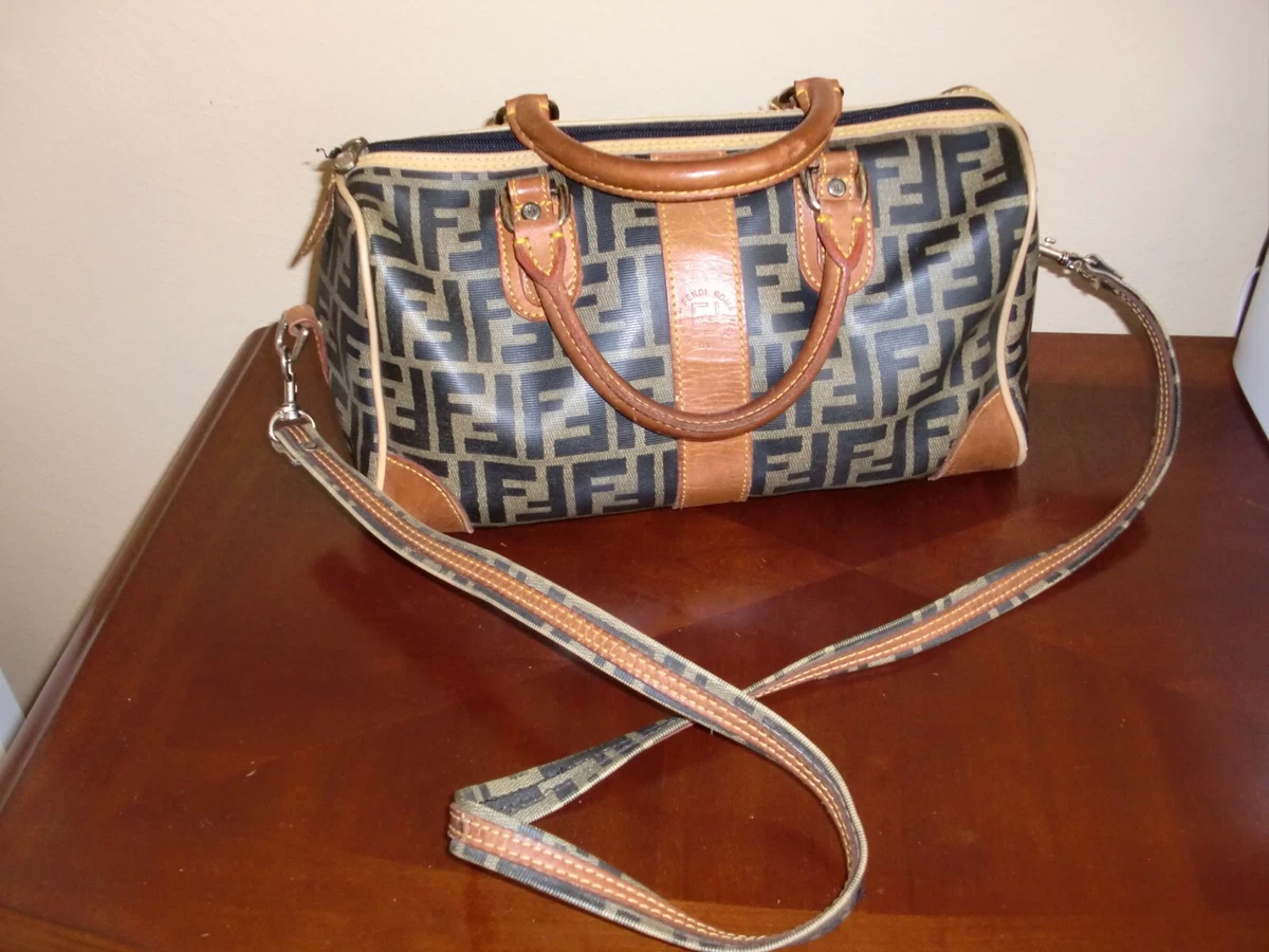 Pre-owned Fendi 1970s Zucca Zipped Travel Bag In Brown