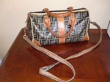 VTG 100 Authentic FENDI ZUCCA ROMA ITALY SIGNATURE LOGO SATCHEL BAG PURSE 12"x8"