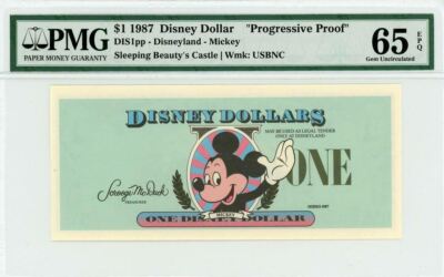 1987 $1 Disney Dollar Mickey DIS1pp Progressive Proof Sleeping