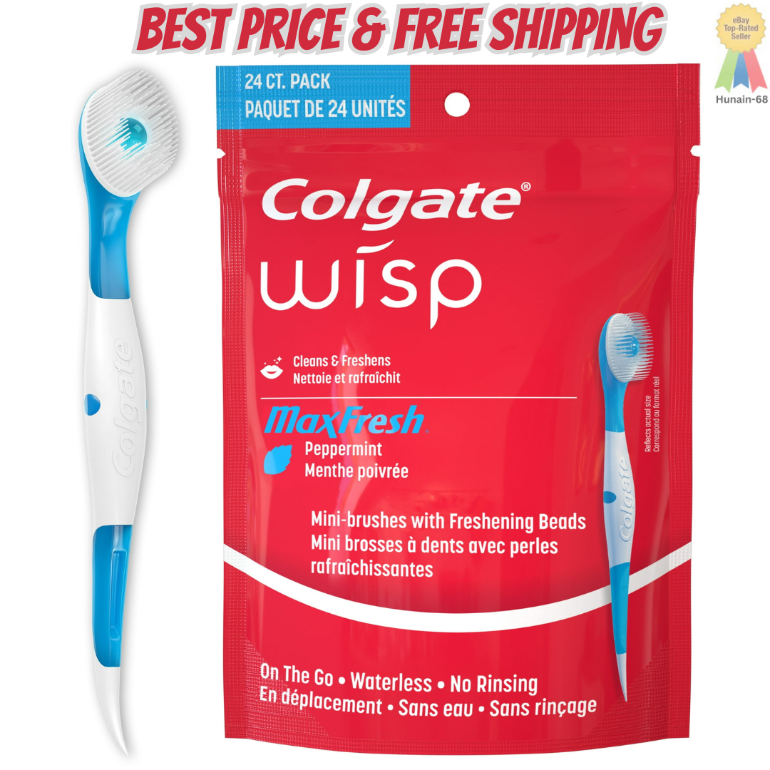 Colgate Max Fresh Wisp Disposable Mini Travel Toothbrushes, Peppermint - 24 Ct