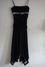 Pre-owned City Triangles 3 Black/White Sequins Spaghetti Strap w/Linen Sundress