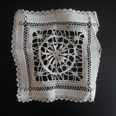 Napperon Carré Au Crochet En Coton Blanc - Fait Main Occasion - 85cm X 85cm