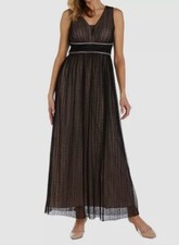 R M Richards Women's Black Embellished Polka-Dot Tulle Gown Dress Size 16