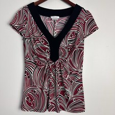 VINTAGE Y2K Babydoll Top Retro Abstraact Red Black Whimsigoth Fairy