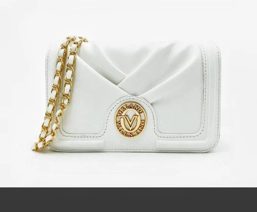 Borsa a tracolla Valentino Orlandi bianca design plissettato tracolla sottile nuova con etichetta V 3011