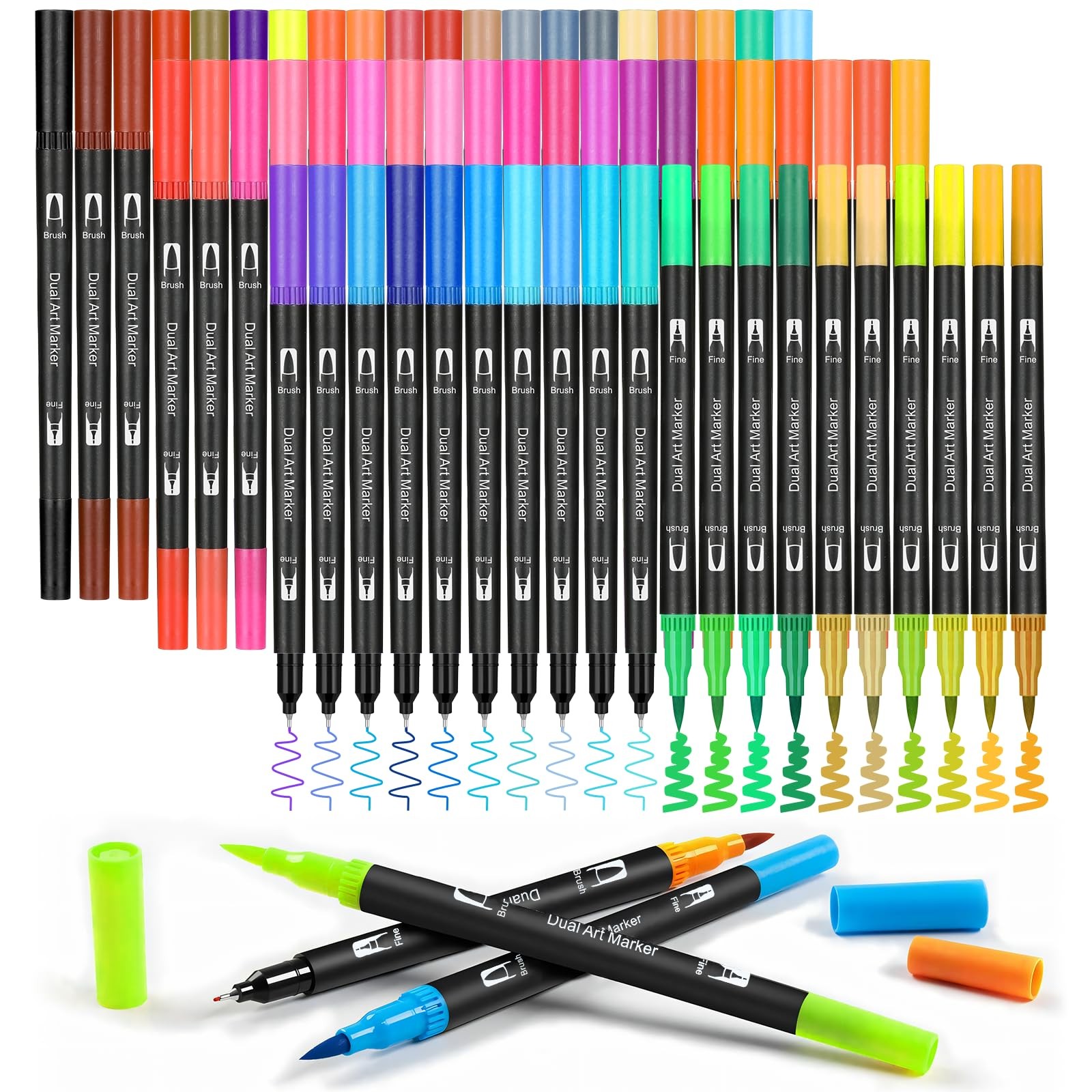 60 Colors Dual Brush Marker Pens Marker Set Artist Fine and 