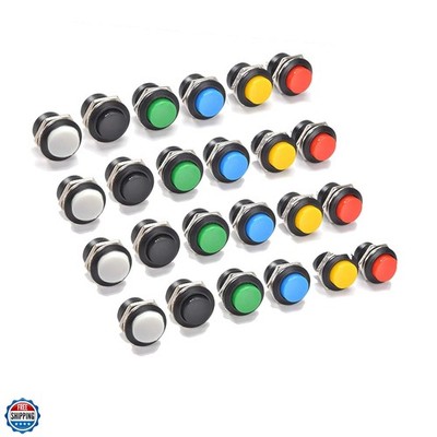 High-Quality 24pcs 16MM Momentary Push Button Switch Set for Electronics & Cars