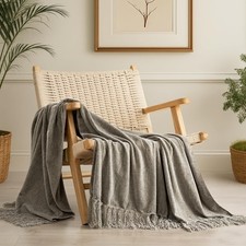 EverGrace Soft Chenille Throw Blanket for Couch, Cozy Plush 50"x60", Taupe