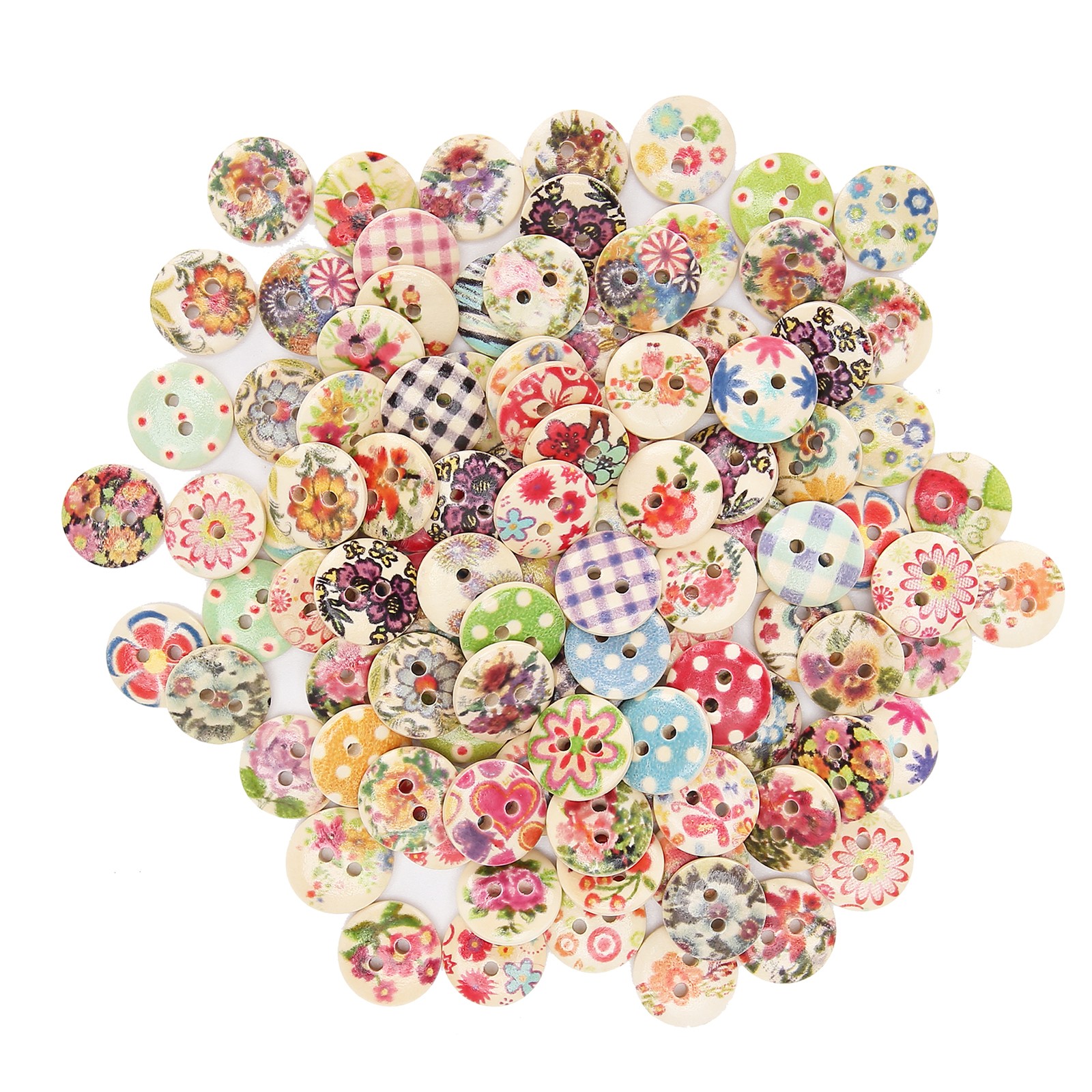 ¸Hot 200Pcs Wooden Sewing Buttons Assorted Colors For Crafts Making Clothing